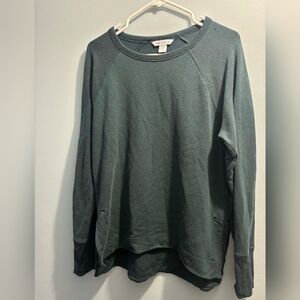 Athleta Dark Forest Green Crewneck Sweatshirt | Thumbholes | Size Medium